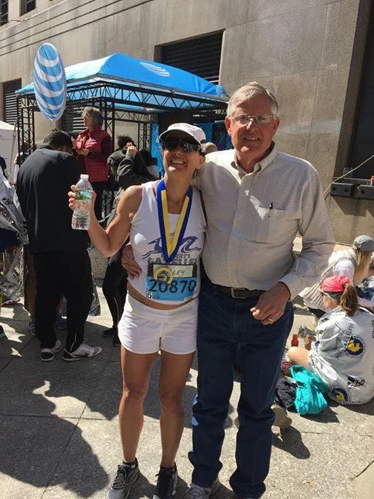 Amy with her dad in Boston, 2016