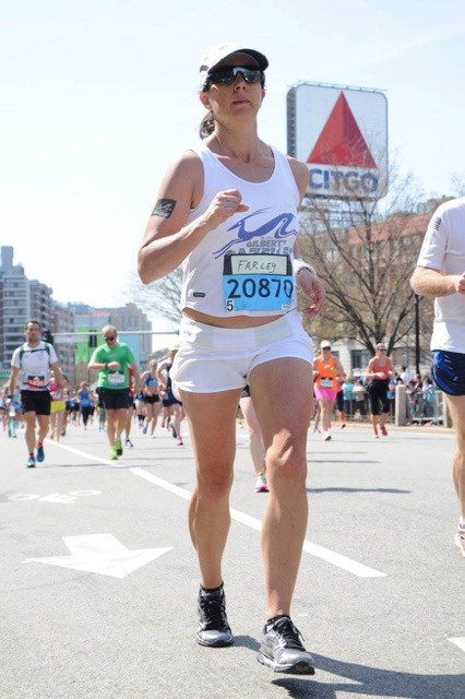 Amy Farley at the Boston Marathon, 2016