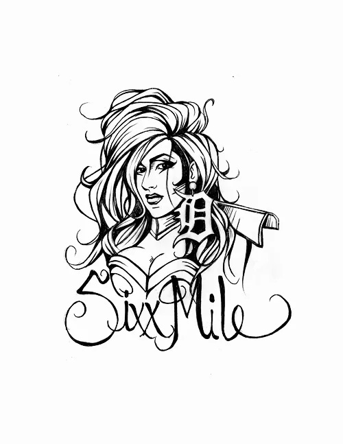 Nikki sixx mile. t shirt design. Pen on paper.