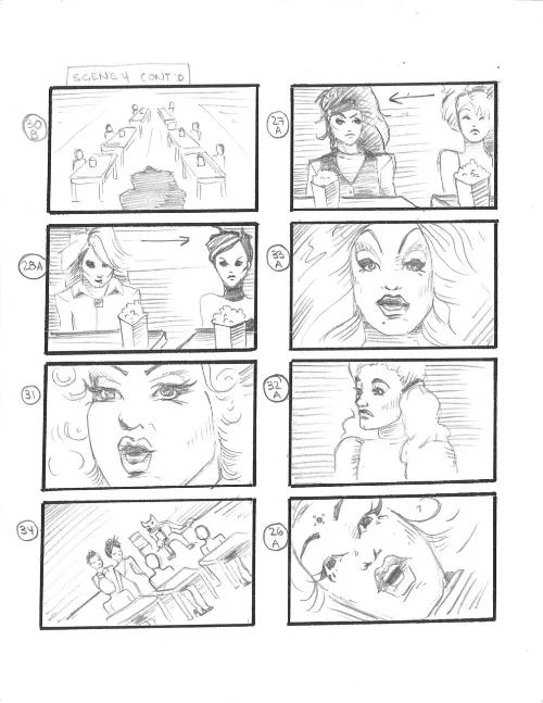 Children of the Popcorn.&nbsp;&nbsp;short film storyboards. Pencil on paper.