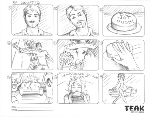 ea SIMS 3. production storyboards. Pencil on paper.