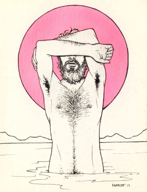 pink moon. pen and ink on paper.
