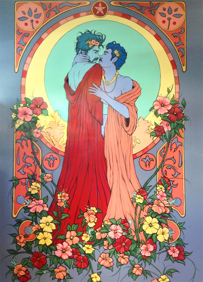 the lovers. mural for pentacle coffee, san francisco. 14'x9'.