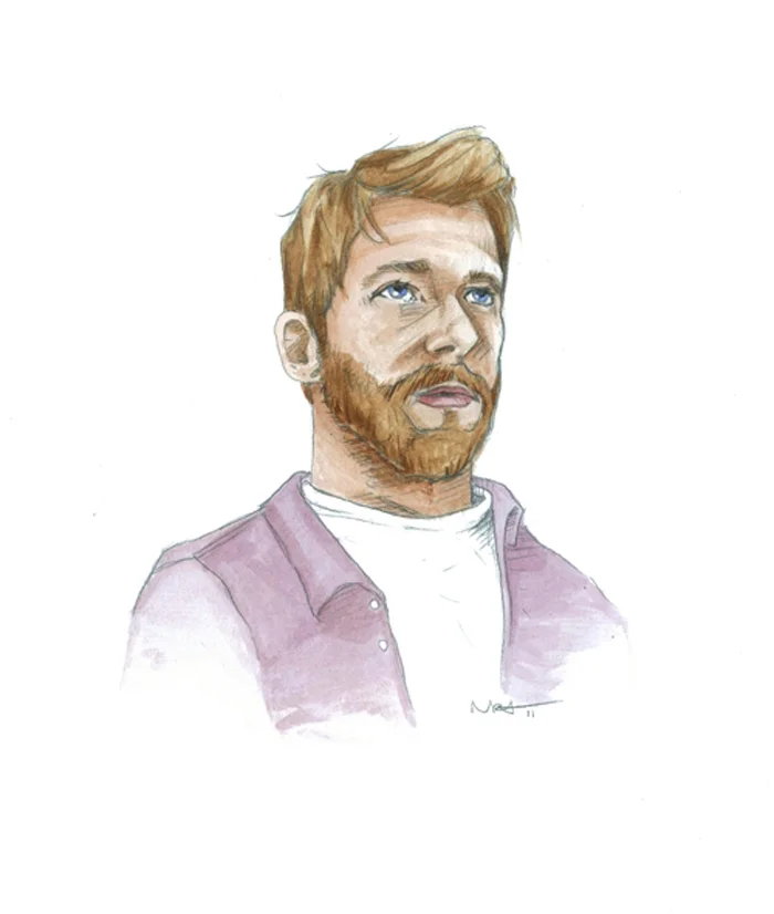 Self portrait. Watercolor on paper.