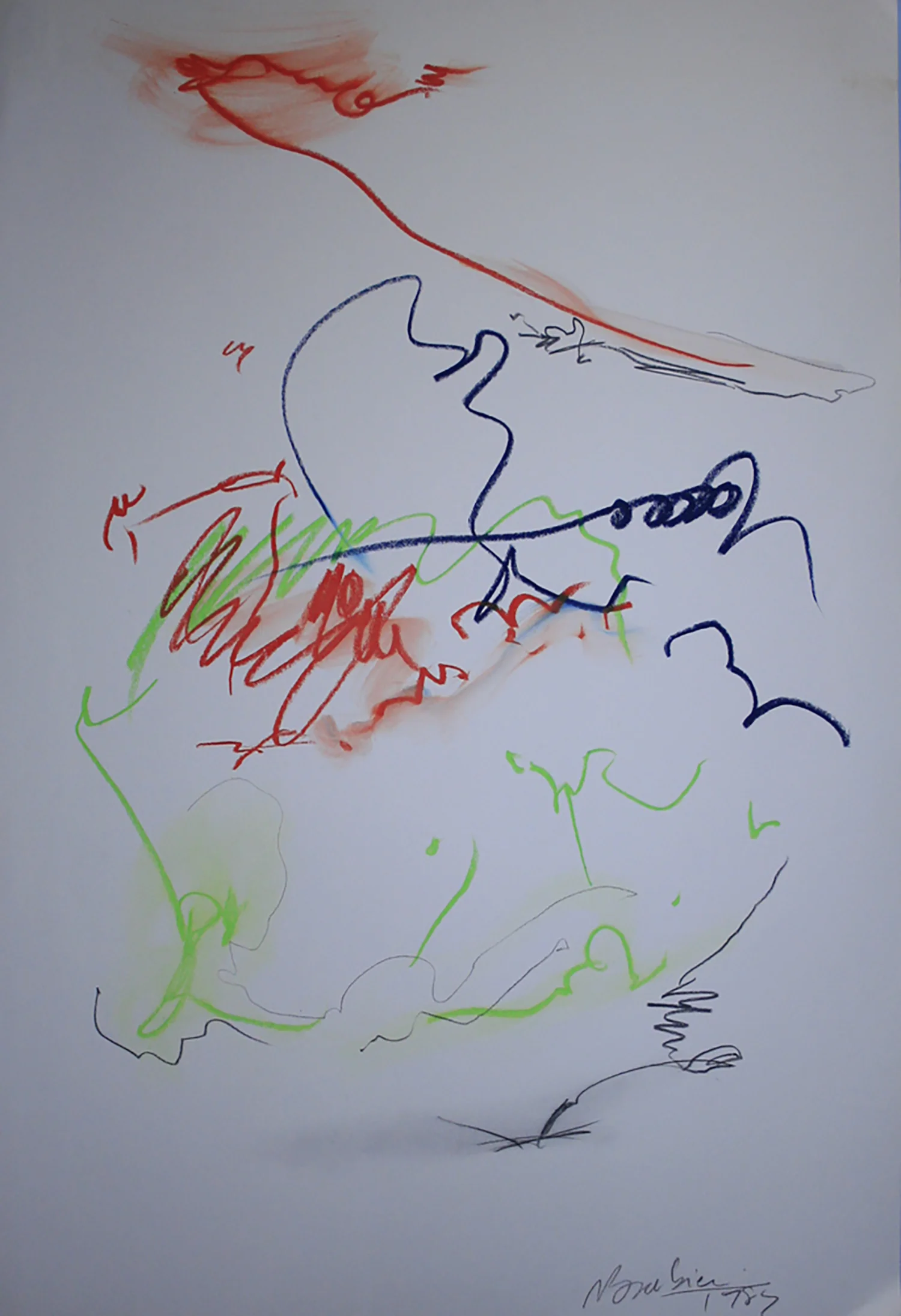 Nicholas Barbieri (American 1942-2013) Untitled, 1982 Pastel and watercolor on paper 35 x 23 inches Signed and dated lower right, 1983