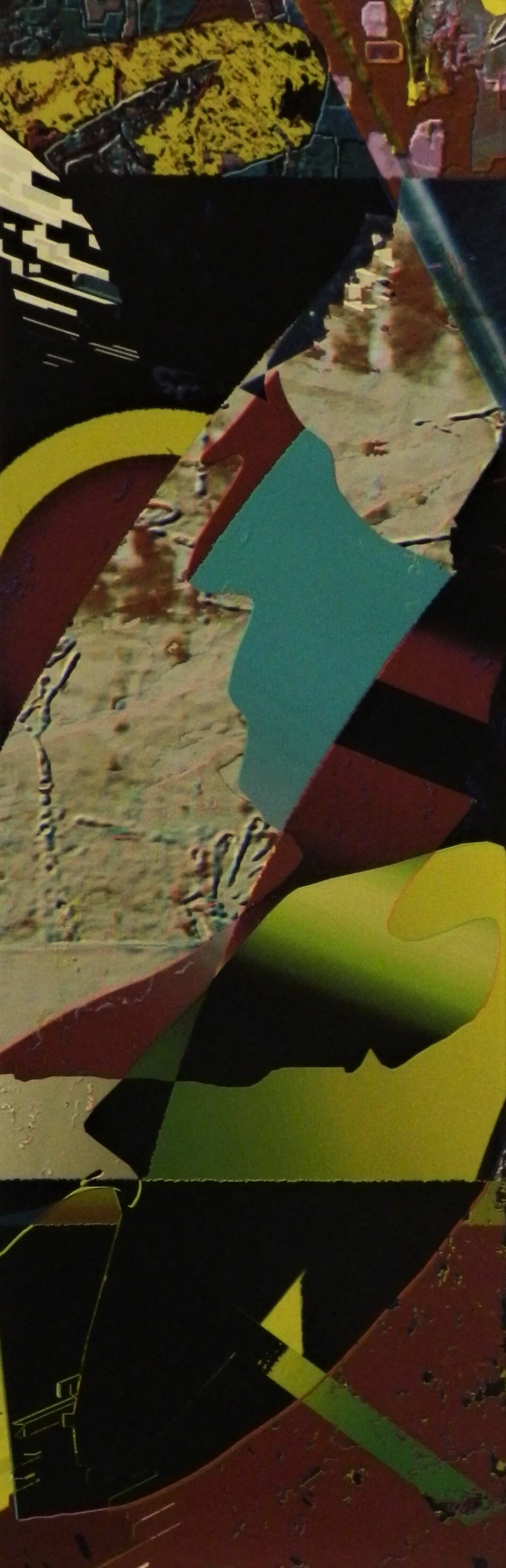 Untitled Digital Painting (Brown, Yellow, Turquoise, Black)