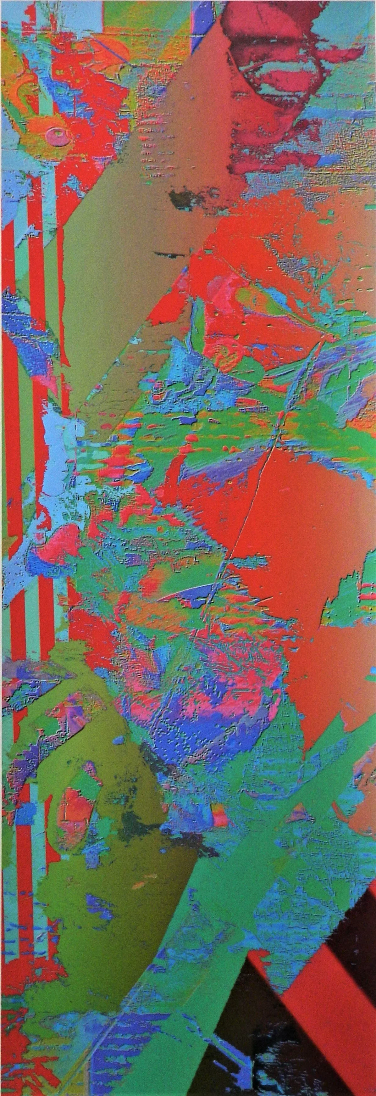 Untitled Digital Painting (Abstraction with Coral, Turquoise, Yellow, Black)