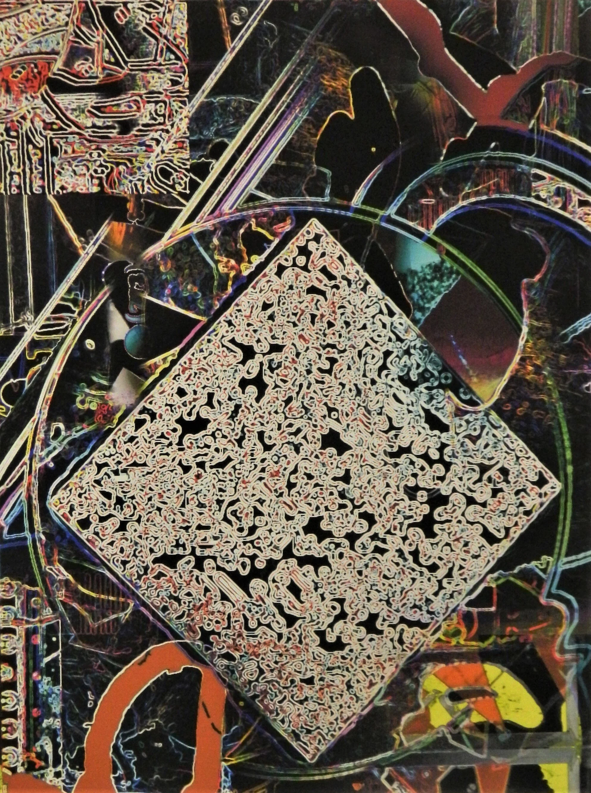 Untitled (Digital Painting - Diamond Circuit with Square)