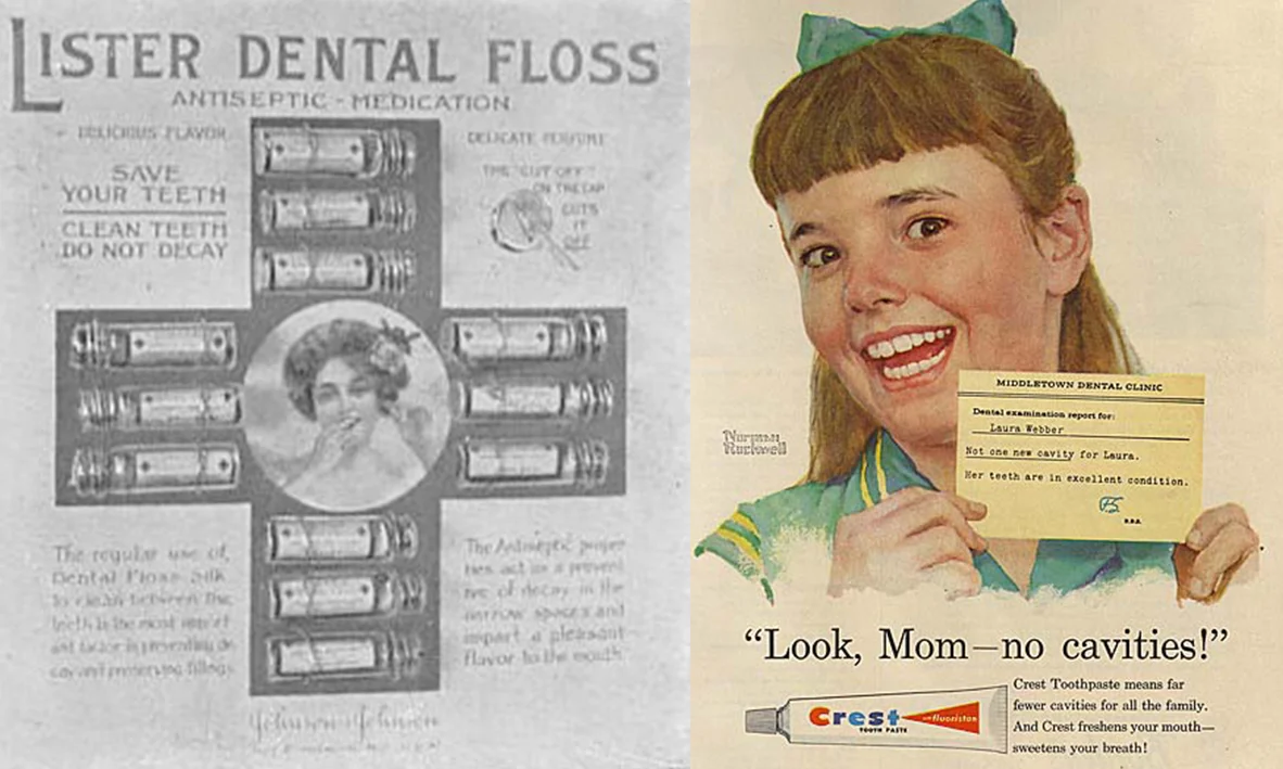 Vintage advertising from Lister, above left and Crest, above right.