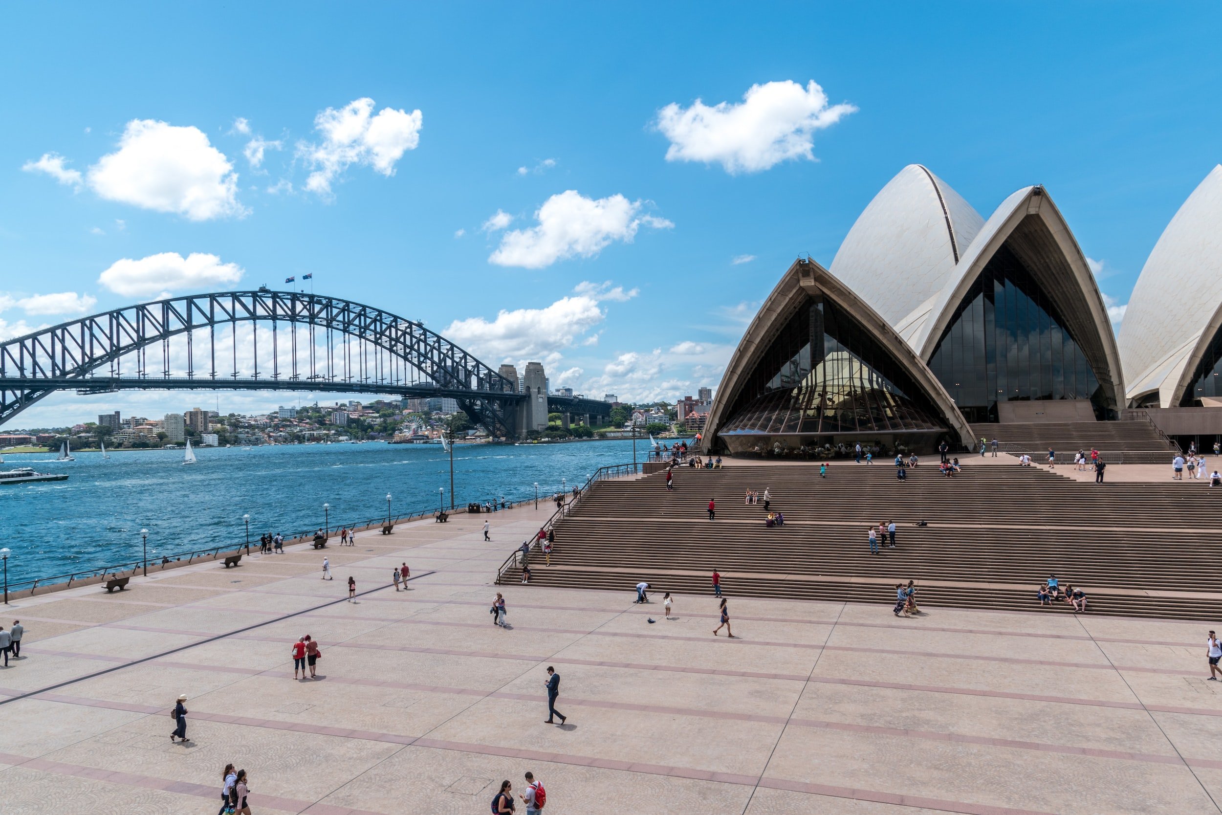 Сидней саммерс. Сиднейская опера и мост с воздуха. Kings Cross's desigh Sydney Australia Reconstruction.