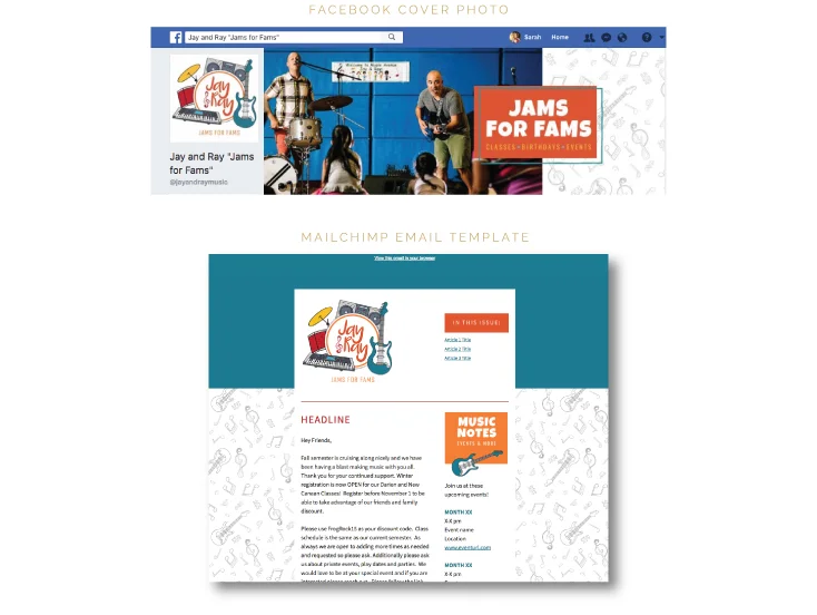 Fun and colorful brand design using illustrations and custom patterns and graphics for a polished yet fun and engaging look. Branding package included social media/Instagram graphics, Mailchimp Template, Facebook Cover Photo, A-frame design, and two…