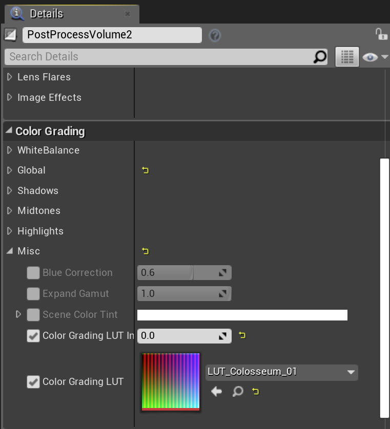 LUTs are NOT supported in the HDR rendering pipeline and should not be used, aside from lookdev.