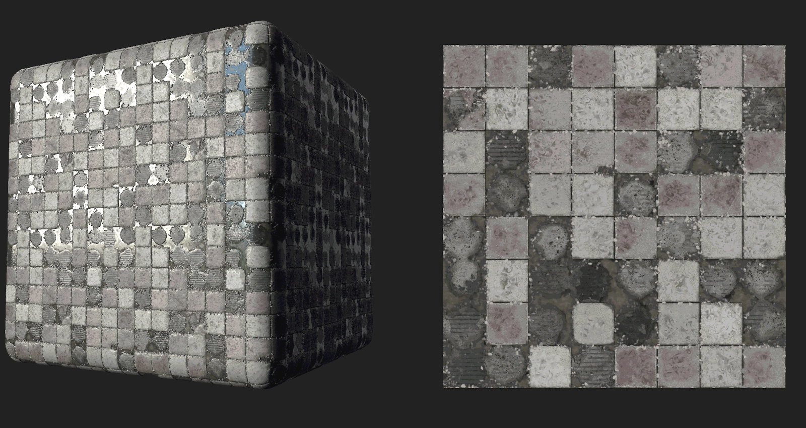Example of dielectric material with corresponding data maps