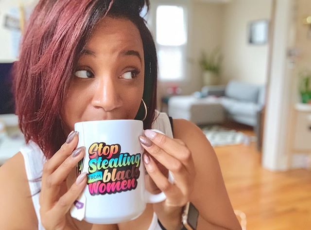 Thank you to my sis @simplychelsie for this dope ass mug 🦋 love you gully #stopstealingourish #blackwomenaremagic #blackgirlmagic