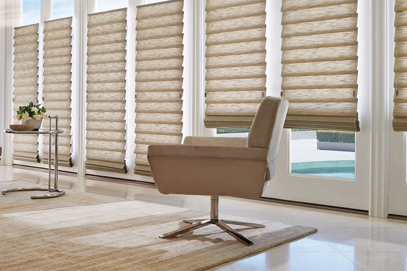 Custom Roman Shades as Fabric Window Treatments for Homes and Rooms Near Kalispell, Montana (MT)