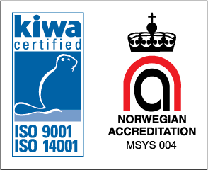 Kiwa certified ISO 9001 og ISO 14001, Norsk Akkreditering