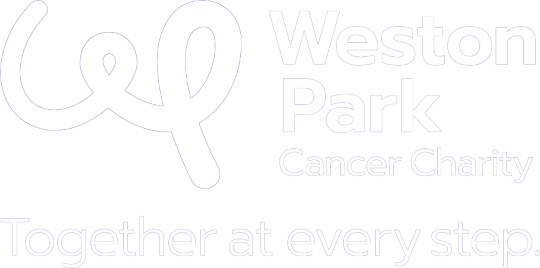 Logo for the Westin Park Cancer Charity featuring a magnifying glass over the words "Together at every step."