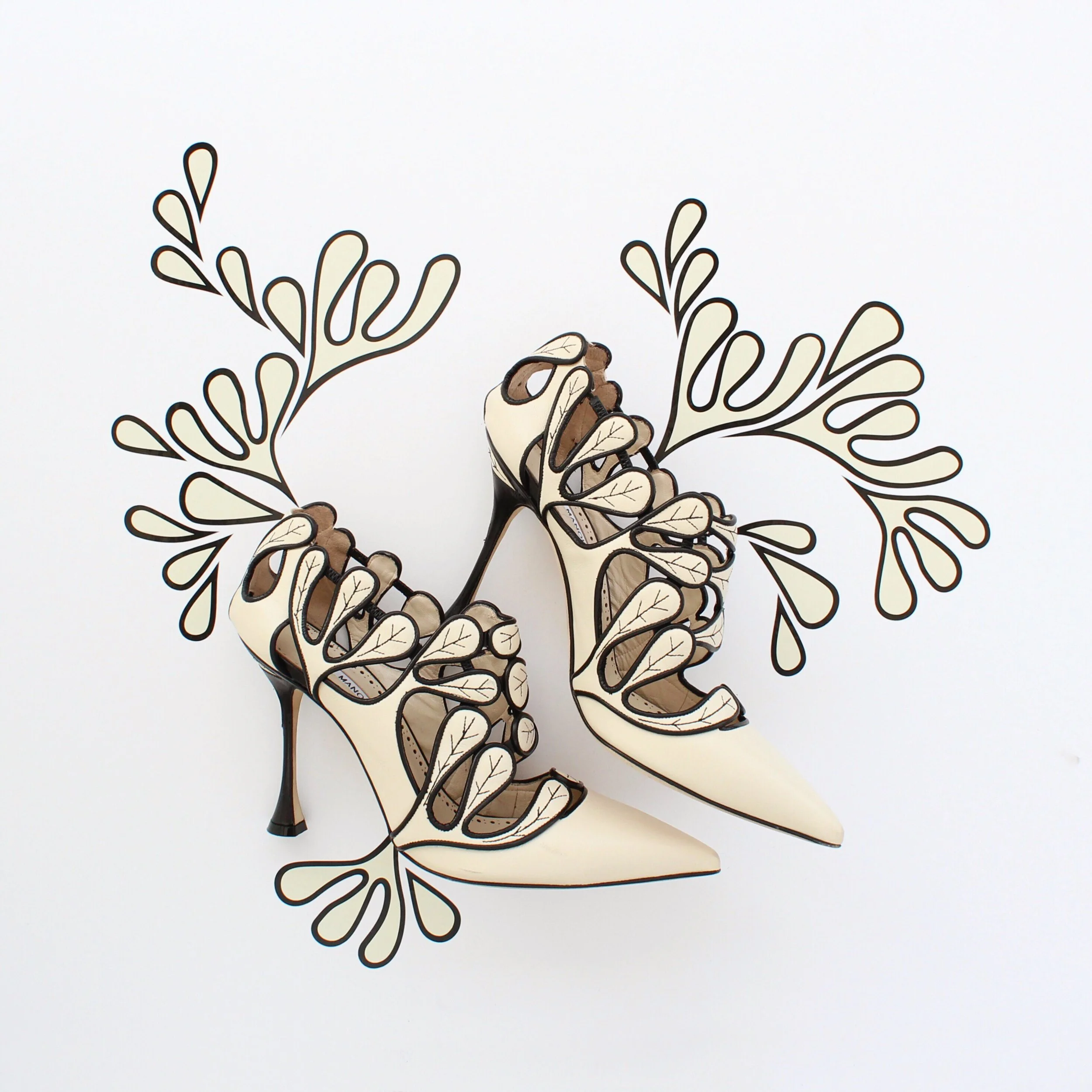 Bursting fronds cut paper styling for Manolo Blahnik 
