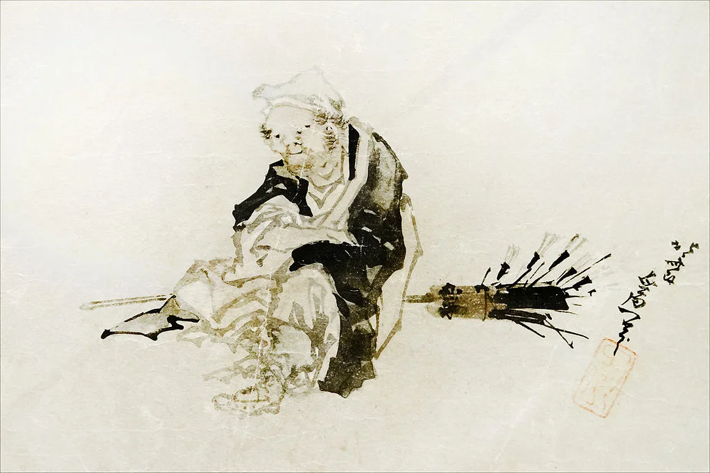 Marchand ambulant de fouets en bambou pour le thé, Chine, sumi et couleurs sur papier micacé, Musee Guimet