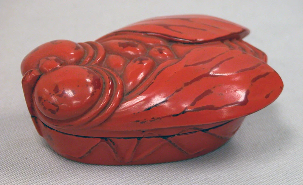 Incense Burner in Shape of Cicada, Meiji Period, late 19th century, red lacquer (Image courtesy of the Metropolitan Museum, New York)