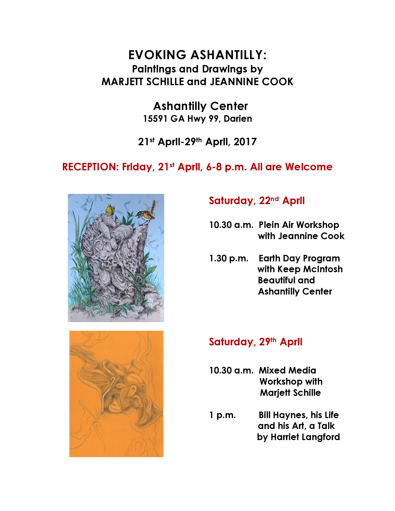 The workshops are detailed more in the following flyer.