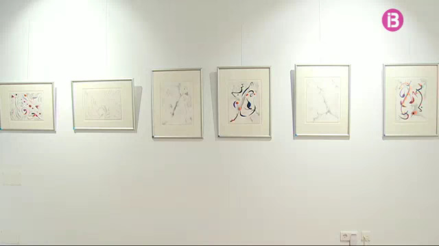  View of "Pensando en Miró" silverpoint exhibition in Sa Tafona Gallery, (Image courtesy of Jaime Anka, IB3 television)