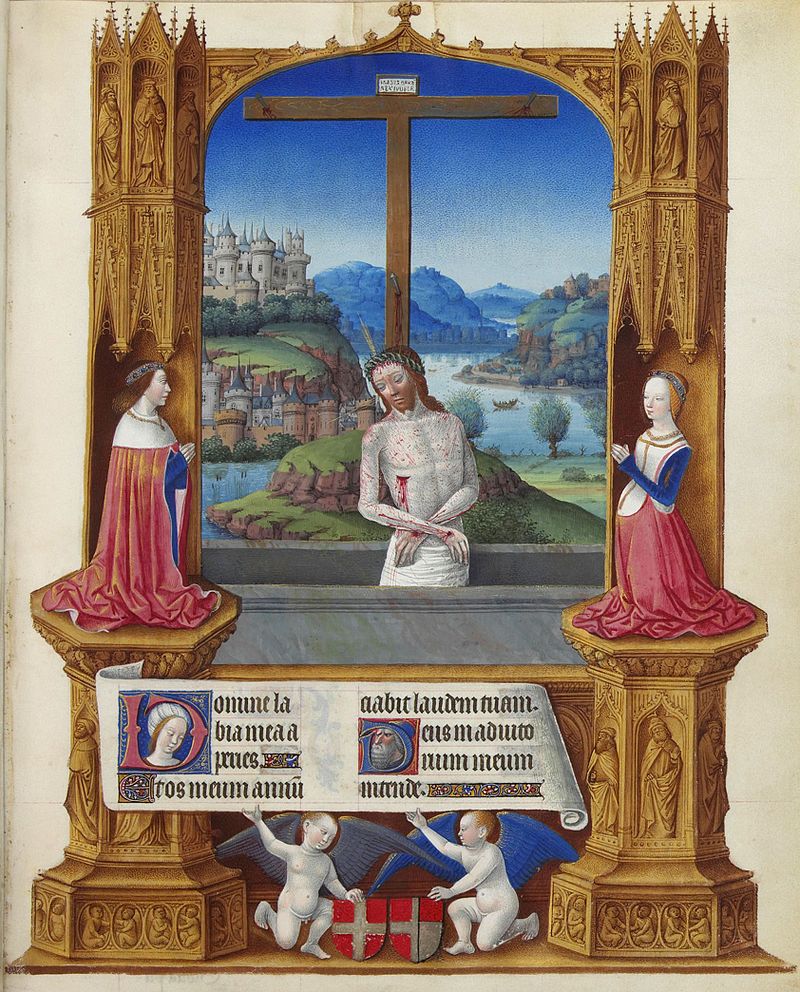 Man of Sorrows, with Duke Charles I of Savoy and his wife, from 1485 to 1489; folio 75r, Jean Colombe