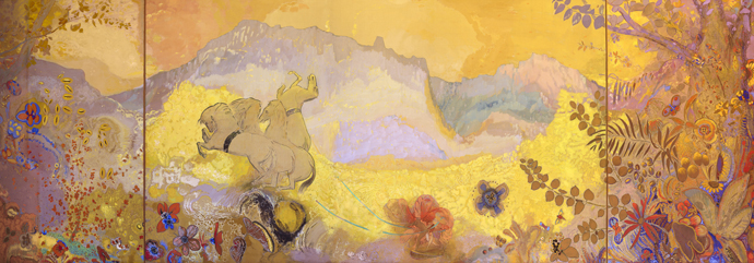 Day, Odilon Redon, 1910-1911, one of the two paintings in the Library, Abbey of Fontfroide, France