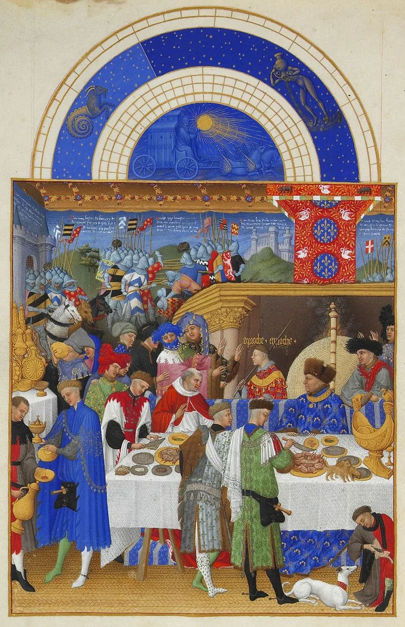 Les Très Riches Heures du duc de Berry, Janvier, 1412-1415, Limbourg Brothers, tempera on vellum