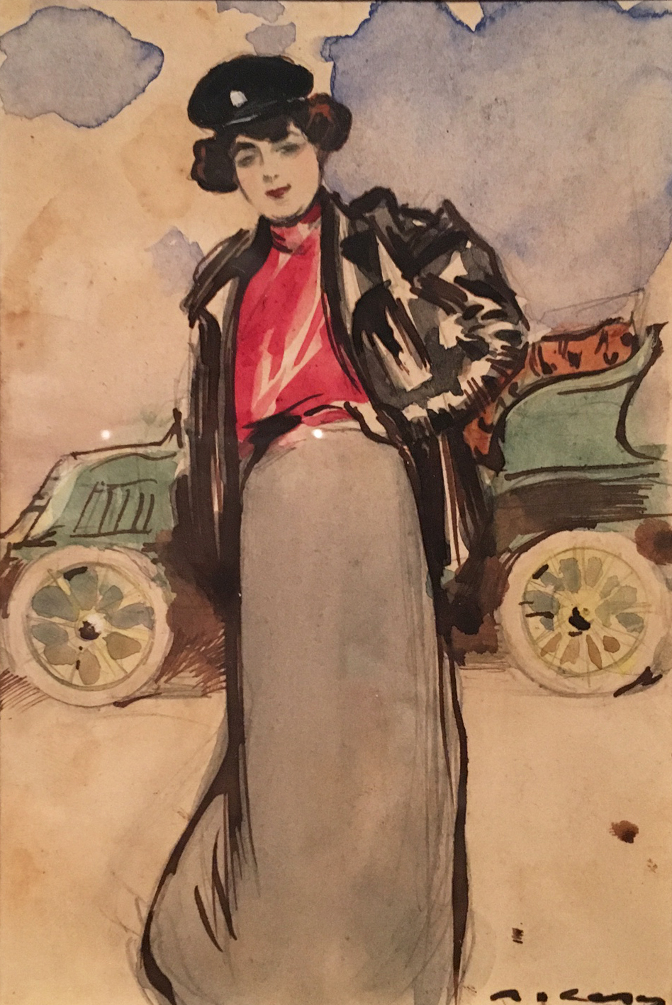 The Lady Driver, watercolour, ink and pencil on paper, c. 1900, Ramon Casas