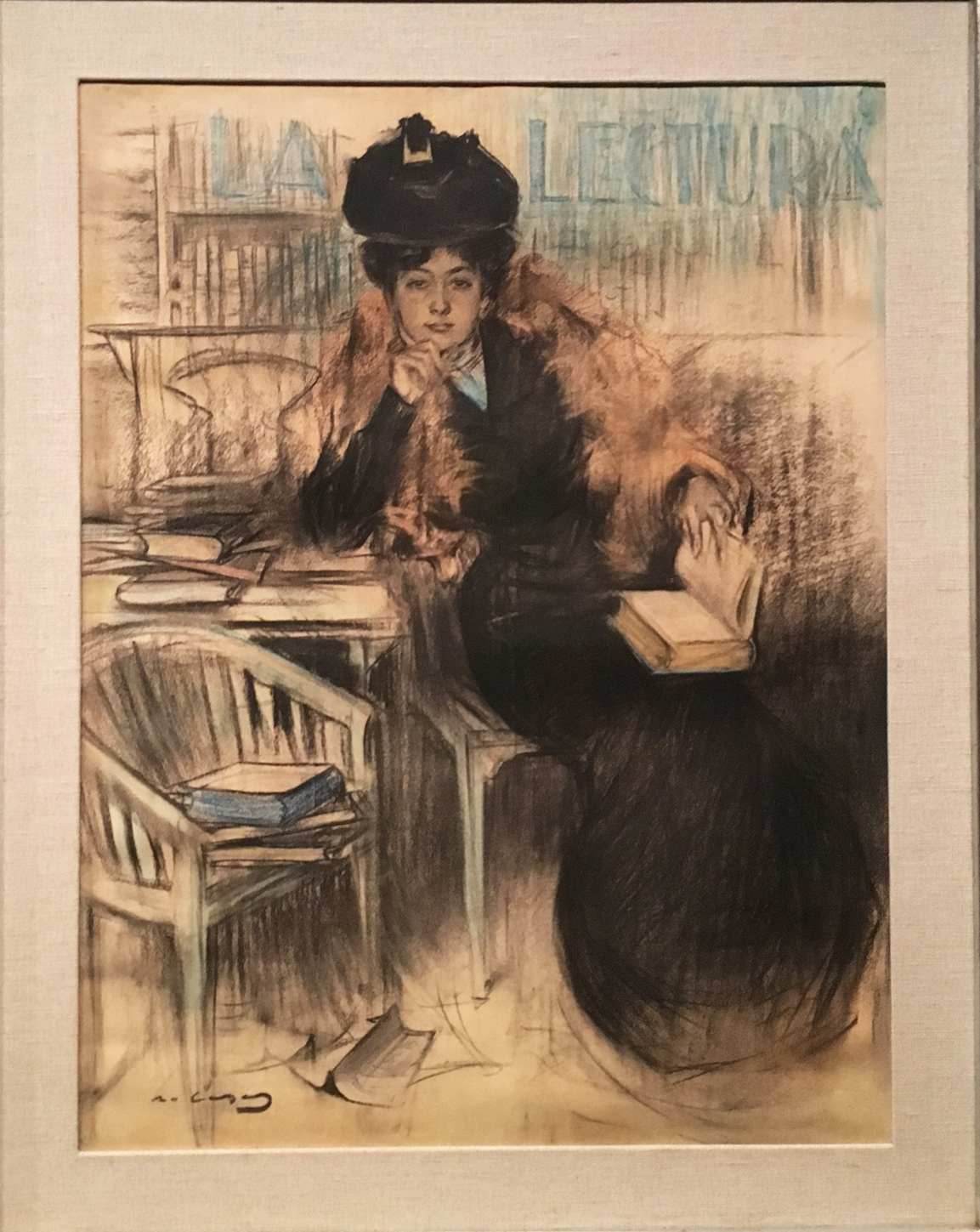 La Lecture, pastel, charcoal and pencil on paper, 1900-1903, Ramon Casas