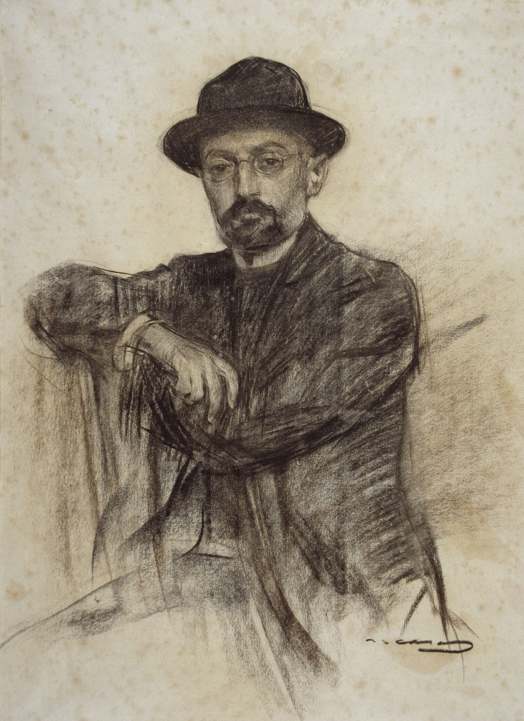 Writer Miguel de Unamuno, charcoal on paper, 1904-05, Ramon Casas
