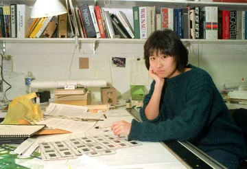 Maya Lin, then only a 28-year-old architect, pauses in her New York office in 1987.