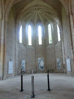 Interior of Abbaye de Beaulieu, with Odile Cariteau's work displayed (artist's photograph)