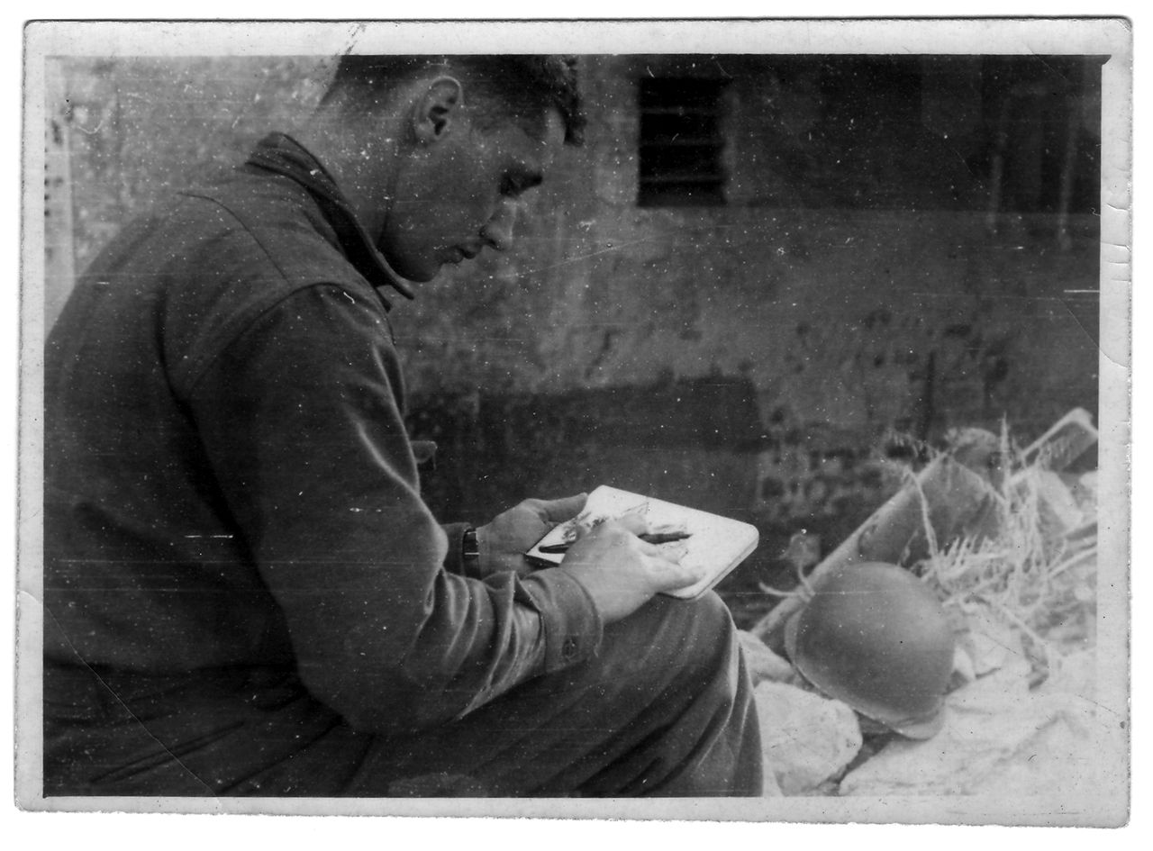 Artist Victor Dowd at work