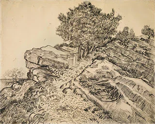 The rock of Montmajour with pine trees , 1888. (Image courtesy of Van Gogh Museum, Amsterdam)