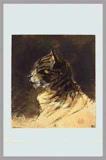 Watercolour study of a cat's head, c. 1824-29, E. Delacroix, (image courtesy of the Louvre)