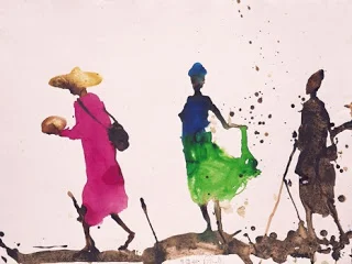 Marche de Shange, la Jupe Verte (the Green Skirt), mixed media, 2000, Miguel Barceló (image courtesy of the website of Paola Curti/Annamaria Gambuzzi & Co)