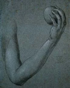 Arm of Eve, drawing on blue paper , 1507l Albrecht Dürer (image courtesy of the Cleveland Museum of Art)