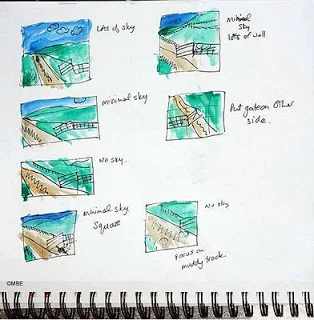 Thumbnail drawings of landscape (Image courtesy of Marion Boddy-Evans. (Licensed to About.com, Inc.)