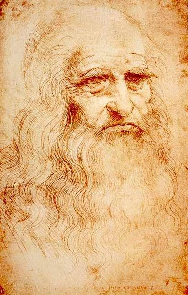 Self-Portrait, Leonardo da Vinci, 1512-15 in red chalk drawing (Image courtesy of the Royal Library of Turin)