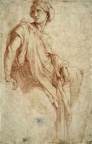 Raffaello Sanzio (b. 1483, Urbino - d. 1520, Rome) The Phrygian Sibyl (1511-1512) Drawing, Department of Prints and Drawings, (Image courtesy of the British Museum)