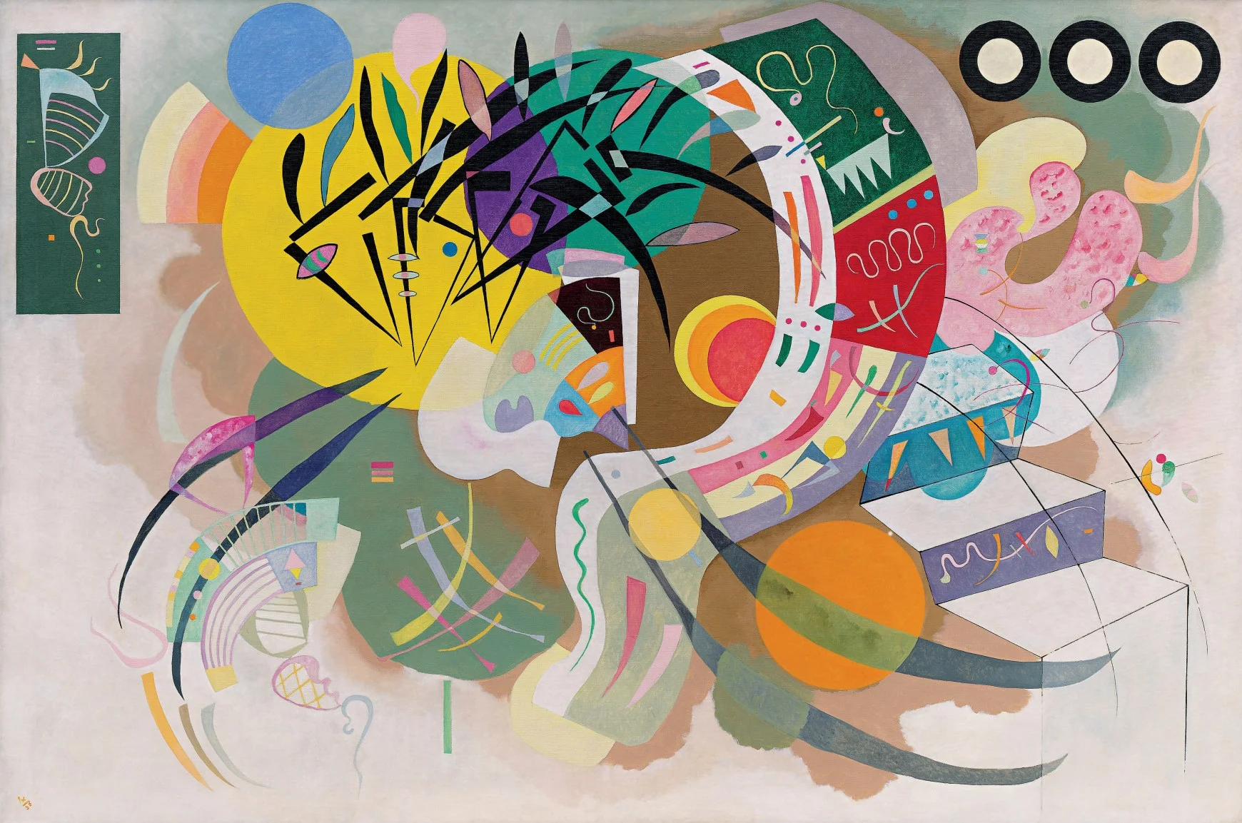 Dominant Curve, oil on canvas, Vassily Kandinsky,1936, (Image courtesy of Solomon R. Guggenheim Museum, New York, Solomon R. Guggenheim Founding Collection)