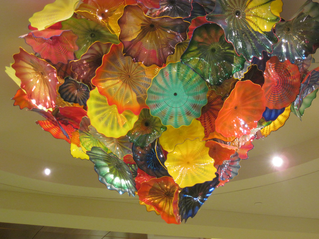 Dale Chihuly's chandelier in the hospital foyer at the Mayo Clinic, Jacksonville, FL