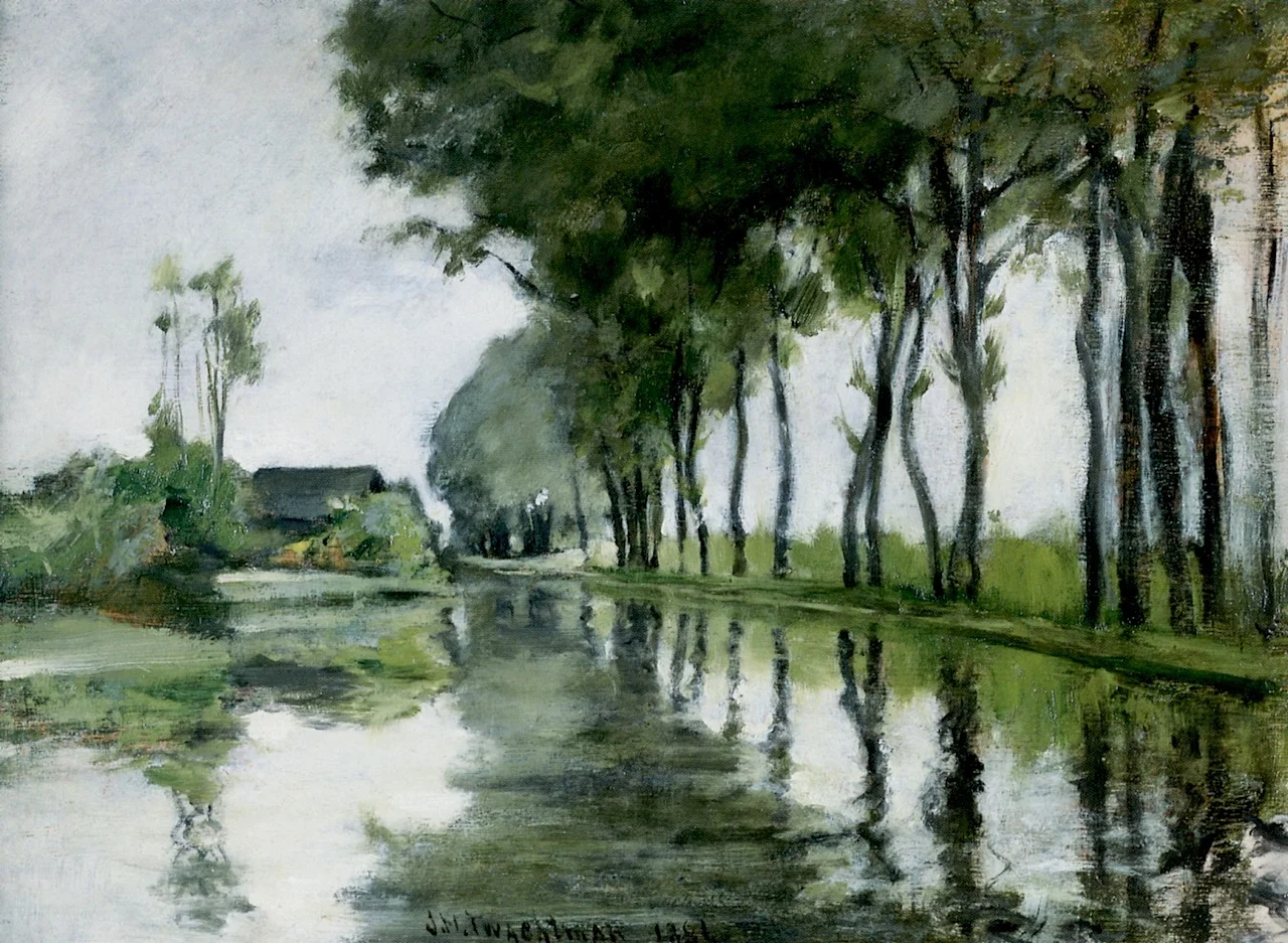 Canal Scene, Holland, 1881, oil on panel, John Henry Twachtman