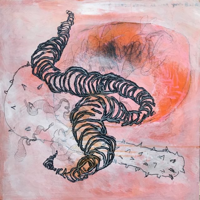 Timothy Nero, "Set and setting; An observation-all over your back," 24.75" x 25", acrylic on panel, 2017. (Photo: Courtesy of Timothy Nero)