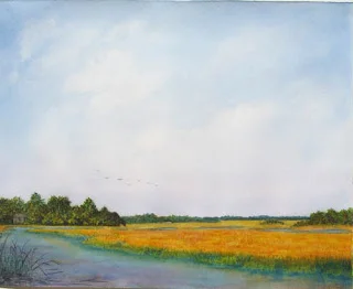 The Sweep of Marsh, watercolour, Jeannine Cook artist