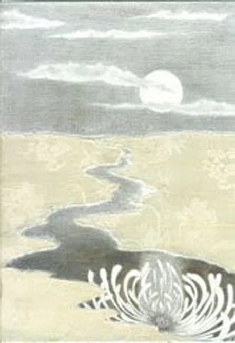 August Moon, silverpoint, silk, Jeannine Cook artisst