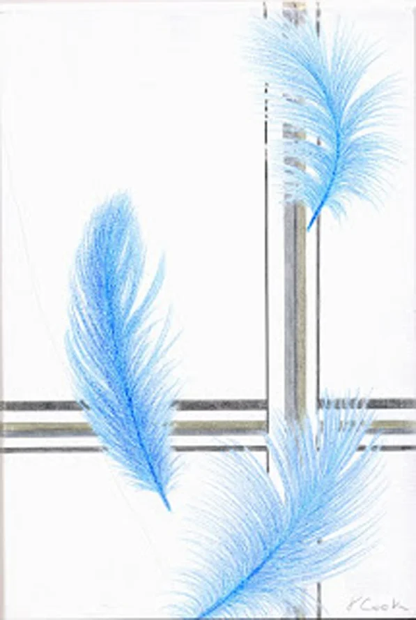 The Three Feathers , metalpoint/watercolour, Jeannine Cook artist
