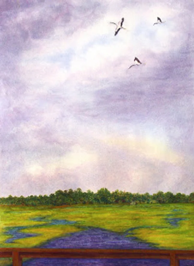Soaring over Creighton, watervolour, Jeannine Cook artist